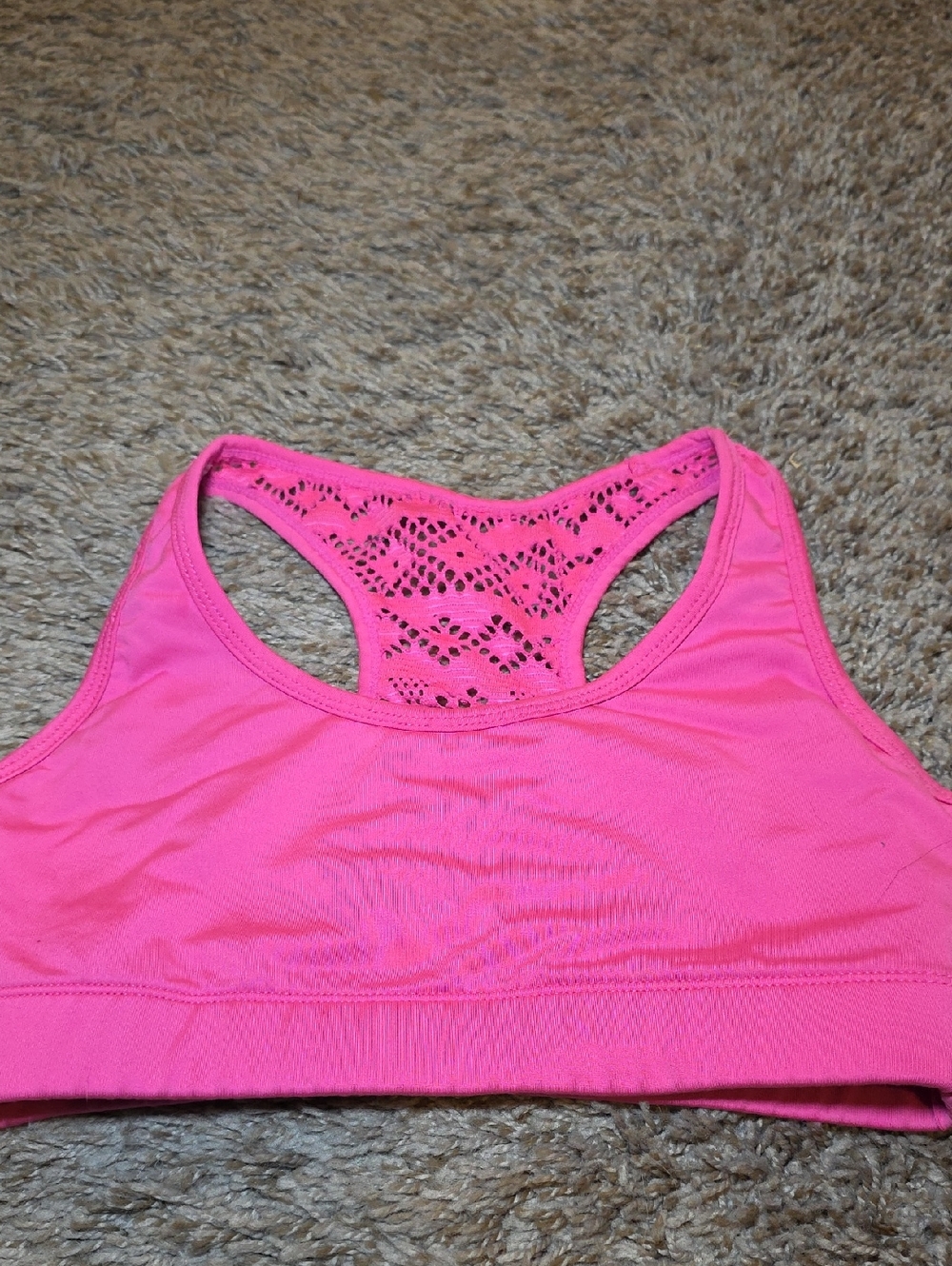 Lace-Back Hot Pink Racerback Sports Bra